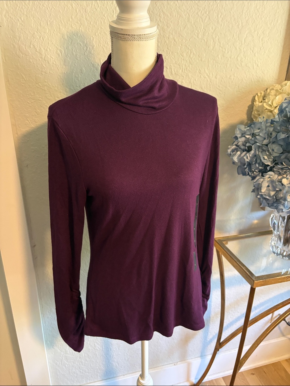 Banana Republic Deep Plum Turtleneck Long-Sleeve Top